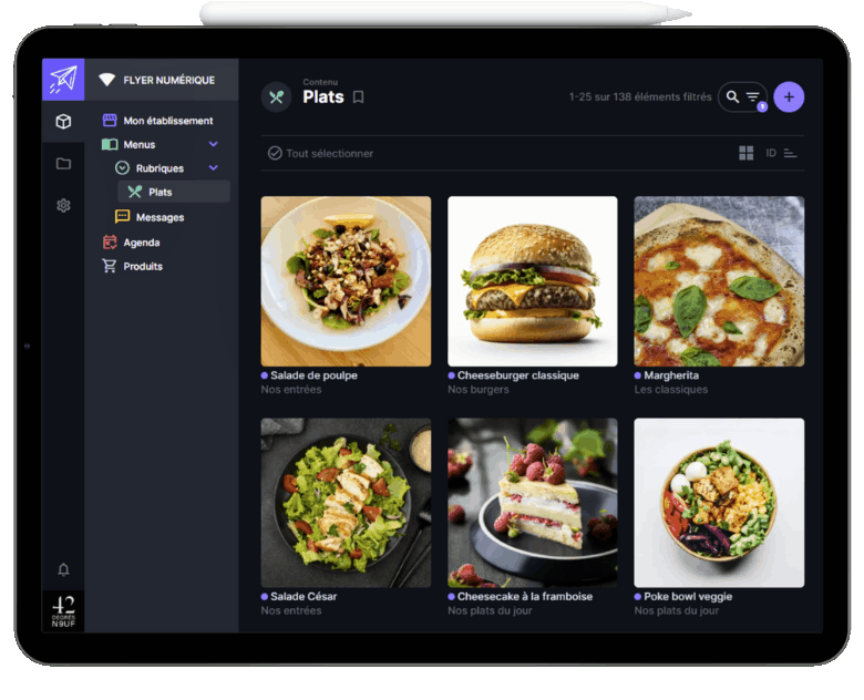 menu digital cms backoffice