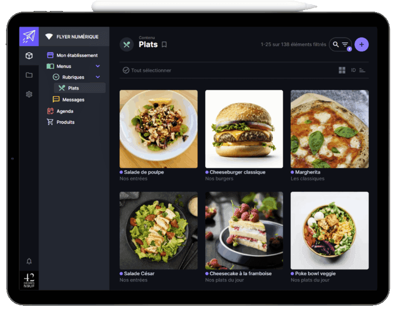 menu digital cms backoffice